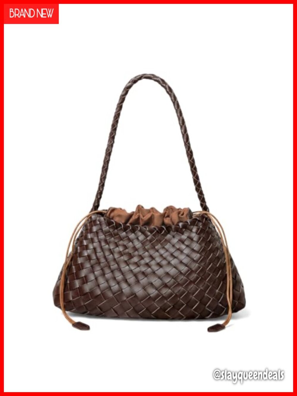 Woven Vegan Leather Underarm Hobo Shoulder Bag Handbag
